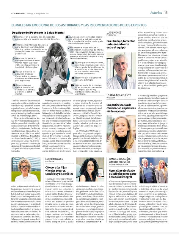 Persum aporta claves sobre vínculos, comunidad y hábitos de vida en el análisis de La Nueva España sobre la salud mental en Asturias.