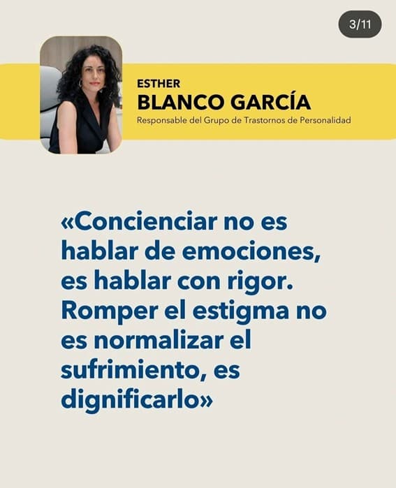 Día Mundial de la Salud Mental: acércate a la Psicología. Esther Blanco García. Responsable del Grupo de Trastornos de Personalidad