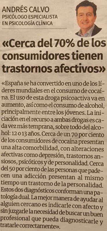 Cerca del 70% de los consumidores tienen trastornos afectivos Cerca del 70% de los consumidores tienen trastornos afectivos